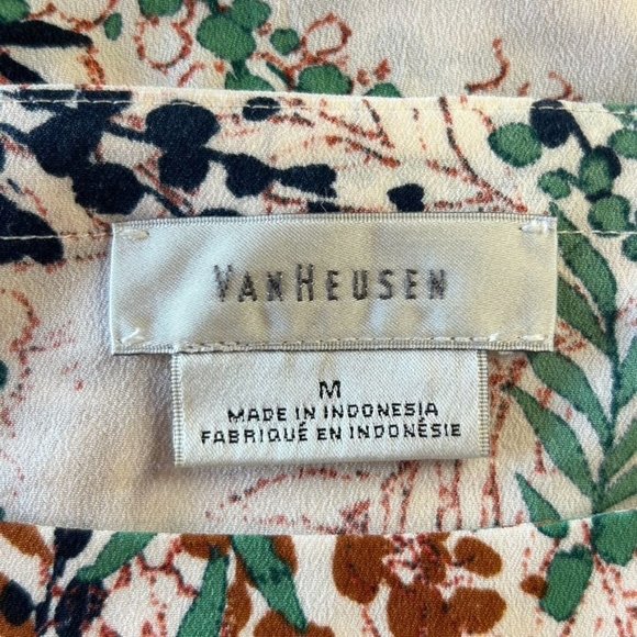 Van Heusen Women's Long Sleeve Multicolor Print Top in Cream - Size M - Picture 3 of 5